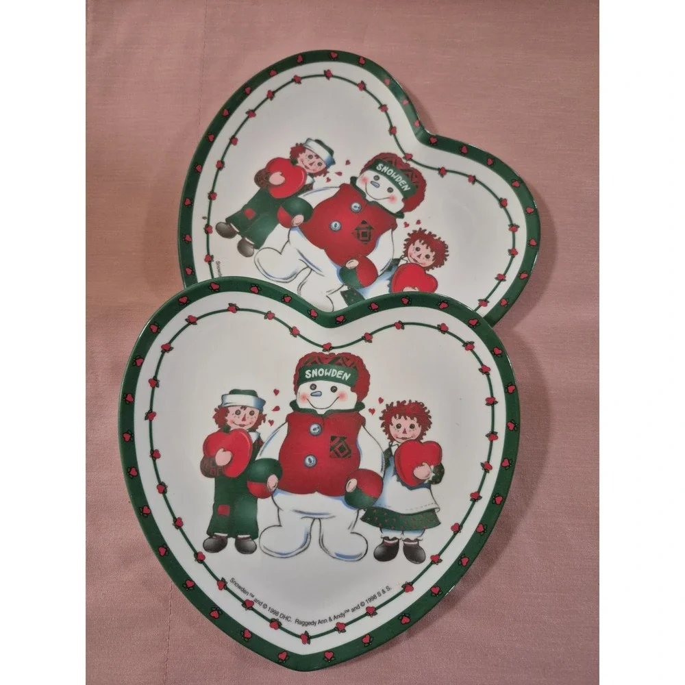 1998 RAGDOLL & SNOWDEN Heart Plate Bowl Set (S1401)